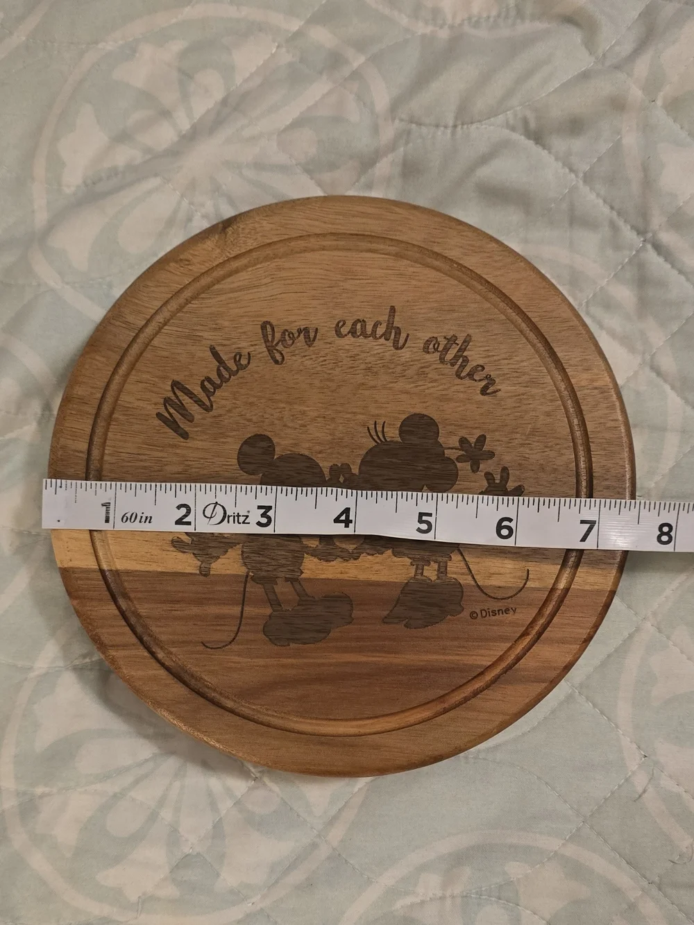 Disney 'Made for Each Other' Wooden Cheese Charcuterie Serving Board Brown